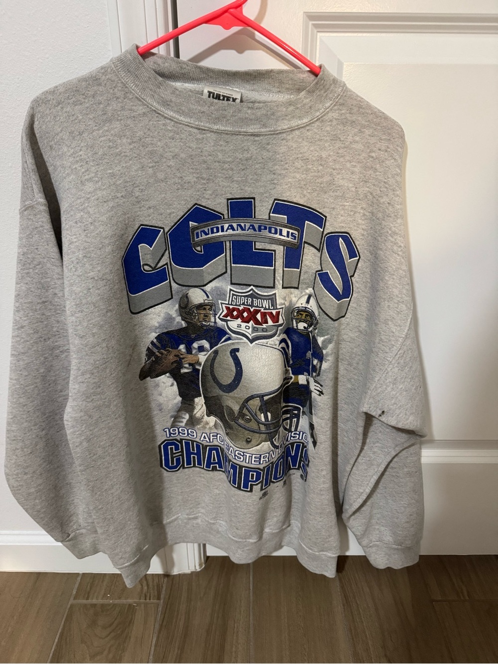 Tultex Gray Crewneck Sweatshirt with Blue Logo Accents